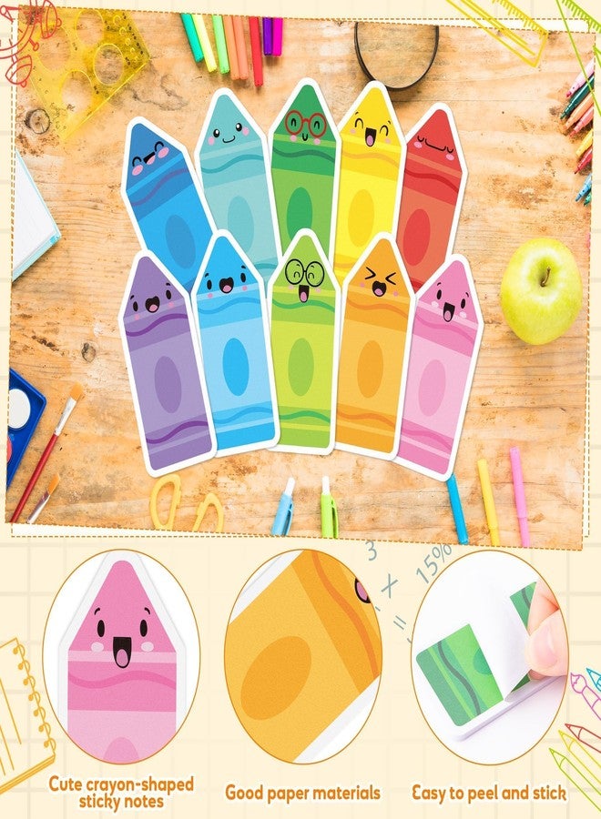 ANGOLIO Funny Crayon Sticky Notes - Back to School 600P Colorful Crayon Shape Self Sticky Notepads Memo Pads Stationery Set, First Day of School Exchange Gifts for Students Kids Birthday Party Favors - Image 3