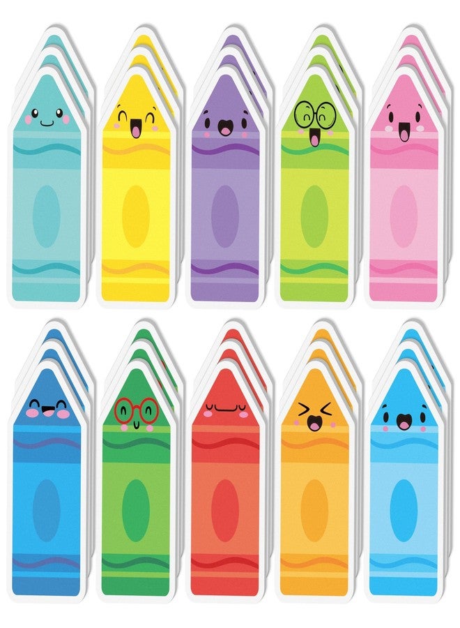 ANGOLIO Funny Crayon Sticky Notes - Back to School 600P Colorful Crayon Shape Self Sticky Notepads Memo Pads Stationery Set, First Day of School Exchange Gifts for Students Kids Birthday Party Favors - Image 1