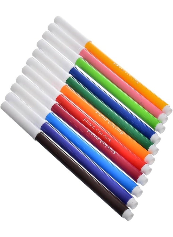 PRIMA Set of 12 Color fiber pens from Prima - Thin 12 piece - Image 2