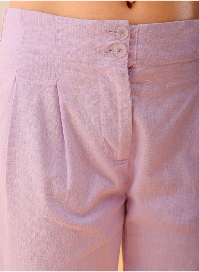 Freehand - Women Tapered Solid High-Rise Pleated Pants - Image 1