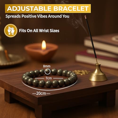 ZudarVibe Pyrite Bracelet Original Certified Natural Stone for Wealth & Positive Energy | Stylish Pirate Bracelet for Men & Women | Premium Golden Pyrite for Gifting & Prosperity - Image 3