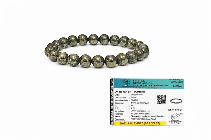 ZudarVibe Pyrite Bracelet Original Certified Natural Stone for Wealth & Positive Energy | Stylish Pirate Bracelet for Men & Women | Premium Golden Pyrite for Gifting & Prosperity - Image 1
