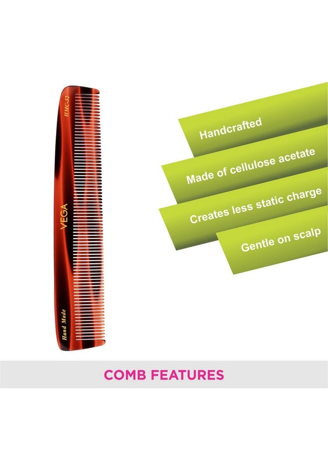 Vega Vega Tortoise Shell Pattern Dressing Hair Comb,Handmade, (India's No.1* Hair Comb Brand)For Men and Women, (HMC-32)  - Image 4