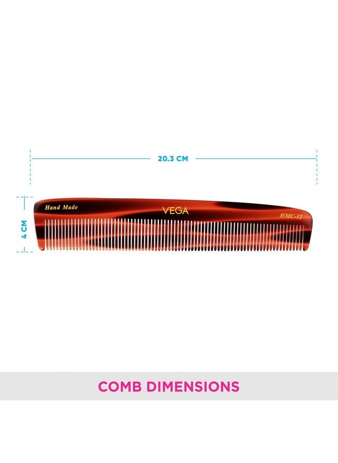 Vega Vega Tortoise Shell Pattern Dressing Hair Comb,Handmade, (India's No.1* Hair Comb Brand)For Men and Women, (HMC-32)  - Image 3
