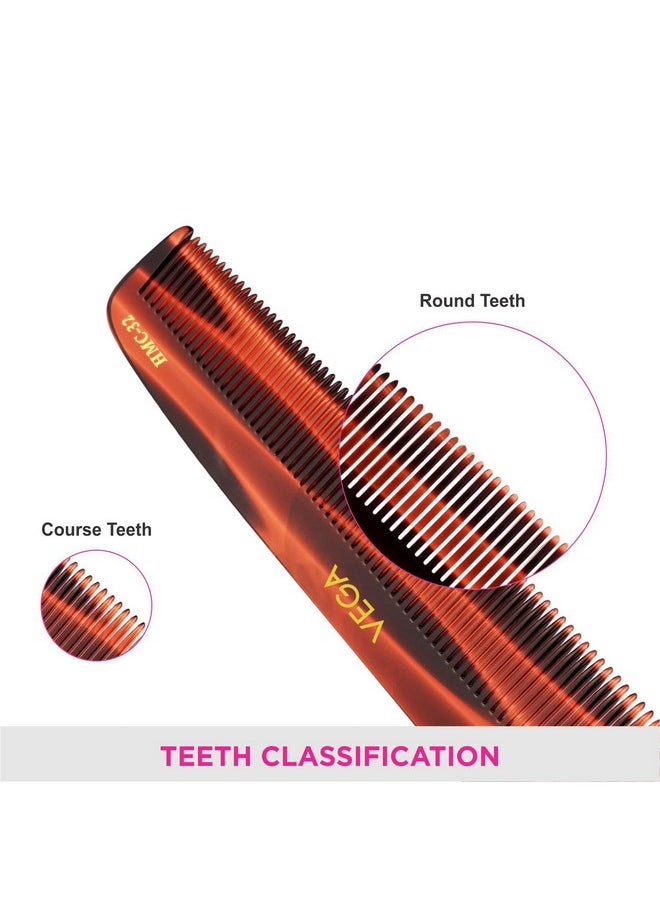 Vega Vega Tortoise Shell Pattern Dressing Hair Comb,Handmade, (India's No.1* Hair Comb Brand)For Men and Women, (HMC-32)  - Image 5