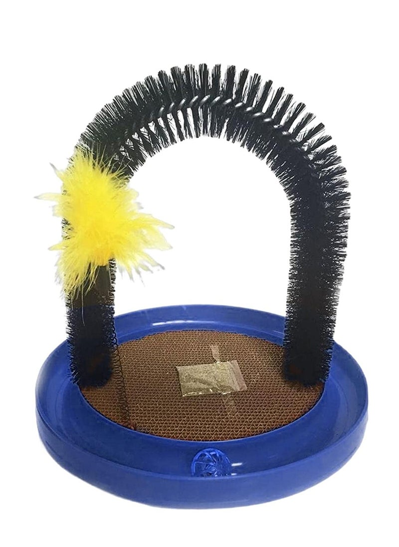 Generic Altheqa Cat Arch Self Groomer Cats Massager Kitten Toy Cat Self Grooming Brush Blue  - Image 1