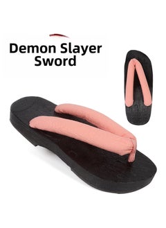 Japanese Wooden Clogs Mens Anime SandalsPink Pink