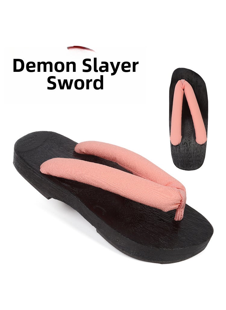 Generic - Japanese Wooden Clogs Mens Anime SandalsPink Pink - Image 1