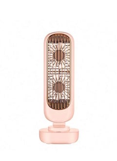 USB Fan Portable Mini Table Silent Desk Fan Retro Desktop Standing Rechargeable Battery Operated Small Fan Retro Double-Leaf Tower Fan for Home Office  Pink