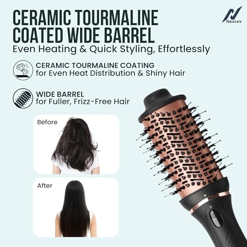NexLev Ionic 3 in 1 Hot Air Brush|1.5 Inch Barrel |Volumizer Blow Dryer & Styler|Ceramic Tourmaline Coated for Heat Protection|1200W|Dual Bristle for Tangle Free Styling|Salon Like Styles at Home|V-03 - Image 4