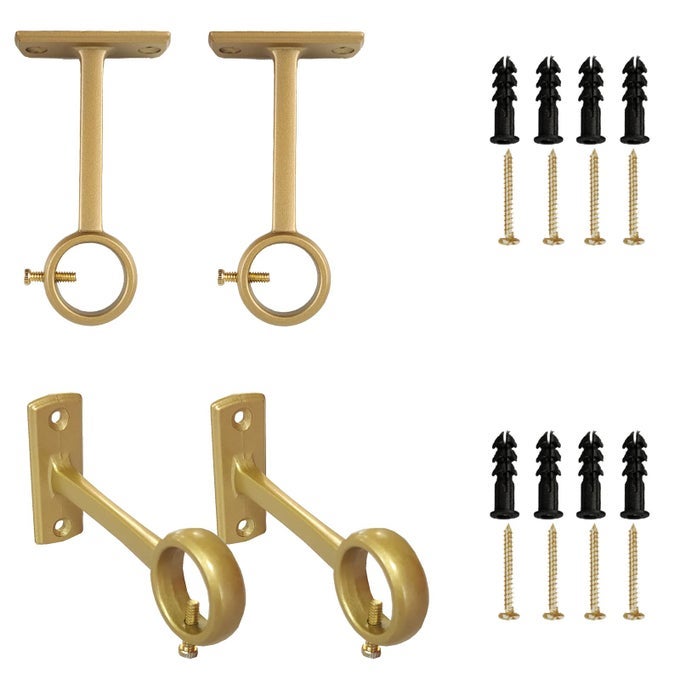 CURTAIN ROD BRACKET 4 PCS CEILING CURTAIN ROD BRACKETSCURTAIN ROD HOLDERS BRACKETS FOR WALL CEILING MOUNT CURTAIN ROD GOLD
