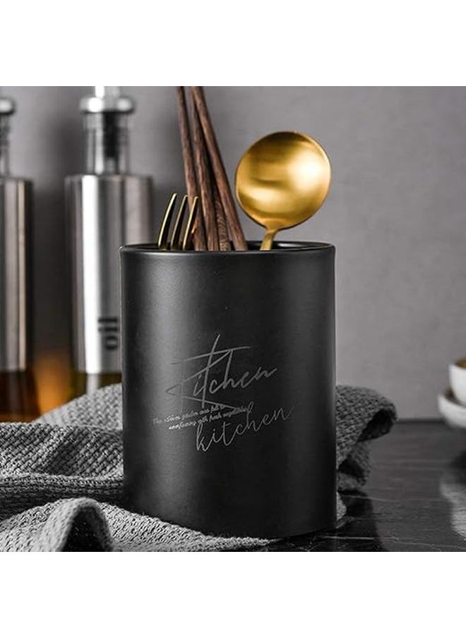 Stainless Steel Kitchen Utensil Storage Utensil Box 13 * 10cm Metal Utensil Holder Cutlery Holder, Black||B