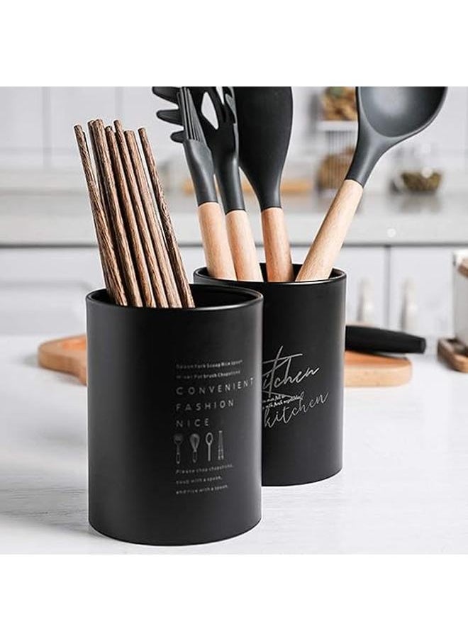 Stainless Steel Kitchen Utensil Storage Utensil Box 13 * 10cm Metal Utensil Holder Cutlery Holder, Black||B