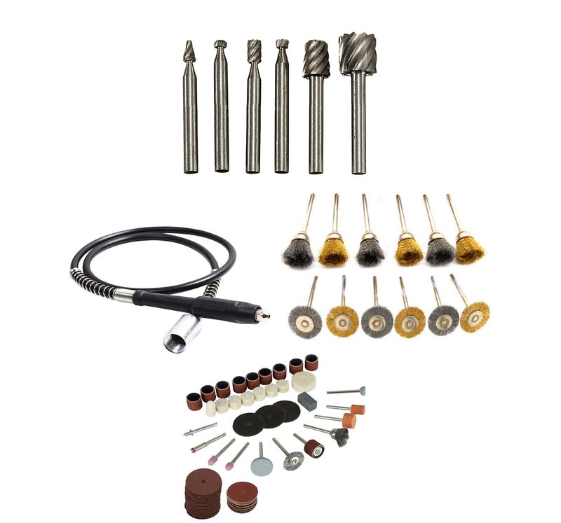 Digital Craft Digital Craft Rotary Tool Accessories Kit Mini Drill Bit Set with 32mm Mandrel in Electric Drill with 12Pc Wire Brush Grinder Shaft 105Pc Rotary Tool Set 6pc HSS Rotary Burs  - Image 1