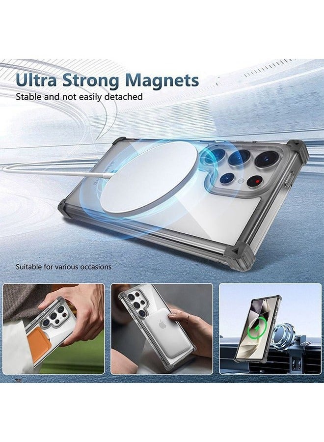 Samsung Galaxy S24 Ultra Magsafe Case Cover With Stronger Magnets Transparent Hard Case, Four Corners Shockproof  Grade Drop Protection Anti-Yellow&Anti-Scratch, Magnetic Phone Case for Samsung Galaxy S24 Ultra 5G, Clear  - Image 3