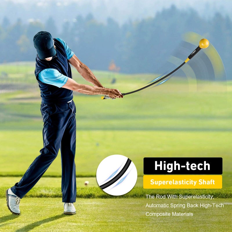 Balight Golf Swing Trainer Aid and Correction for Strength Grip Tempo & Flexibility Training Suit for Indoor Practice Chipping Hitting Golf Accessories (48 Inches, Yellow) - Image 2