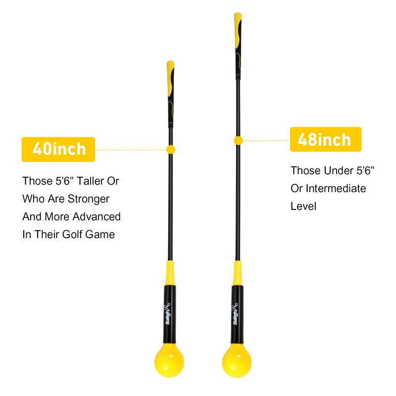 Balight Golf Swing Trainer Aid and Correction for Strength Grip Tempo & Flexibility Training Suit for Indoor Practice Chipping Hitting Golf Accessories (48 Inches, Yellow) - Image 5