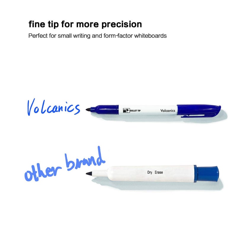 Volcanics Blue Dry Erase Markers Low Odor Fine Whiteboard Markers Thin Box of 12 - Image 3