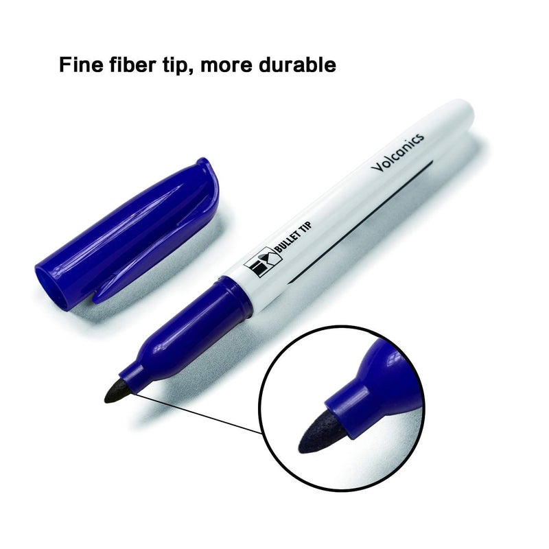 Volcanics Blue Dry Erase Markers Low Odor Fine Whiteboard Markers Thin Box of 12 - Image 2