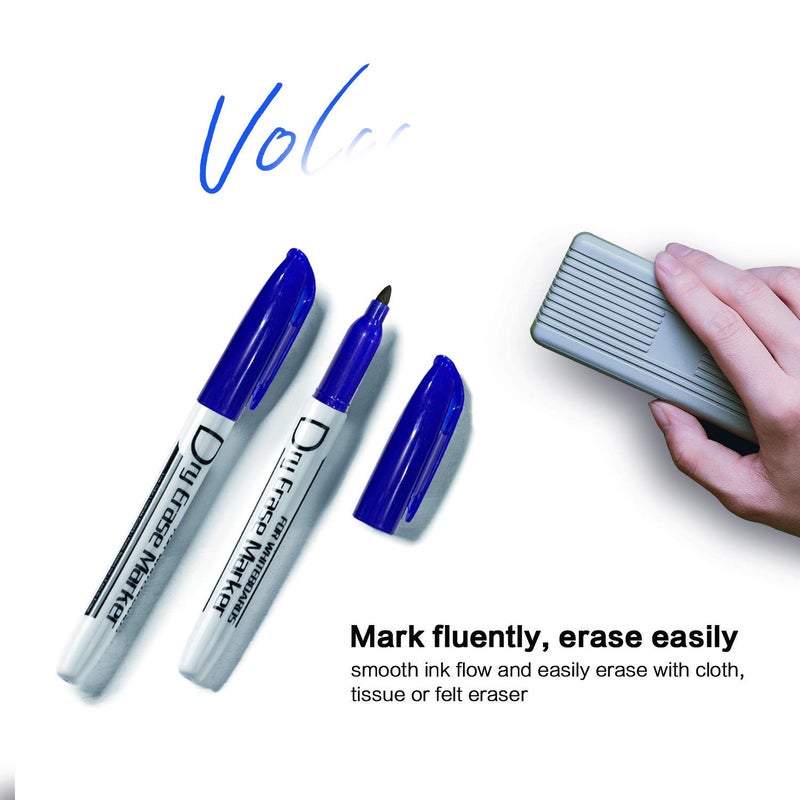 Volcanics Blue Dry Erase Markers Low Odor Fine Whiteboard Markers Thin Box of 12 - Image 4