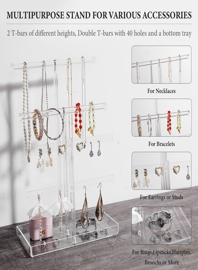 Jolboldy Acrylic Jewelry Display Stand 4-Tier Clear Jewelry Organizer, Necklace Bracelet Earring Watch Ring Jewelry Holder,Display Tower Tray Storage Gift for Women - Image 2