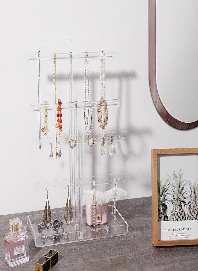 Jolboldy Acrylic Jewelry Display Stand 4-Tier Clear Jewelry Organizer, Necklace Bracelet Earring Watch Ring Jewelry Holder,Display Tower Tray Storage Gift for Women - Image 5