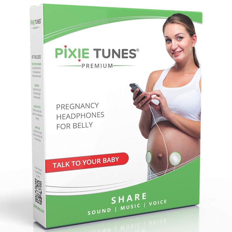 Pixie Tunes Premium Award-Winning Baby Bump Headphones; #1 Pregnancy Speakers to Play Music, Sound and Talk to Your Baby, White - Image 1