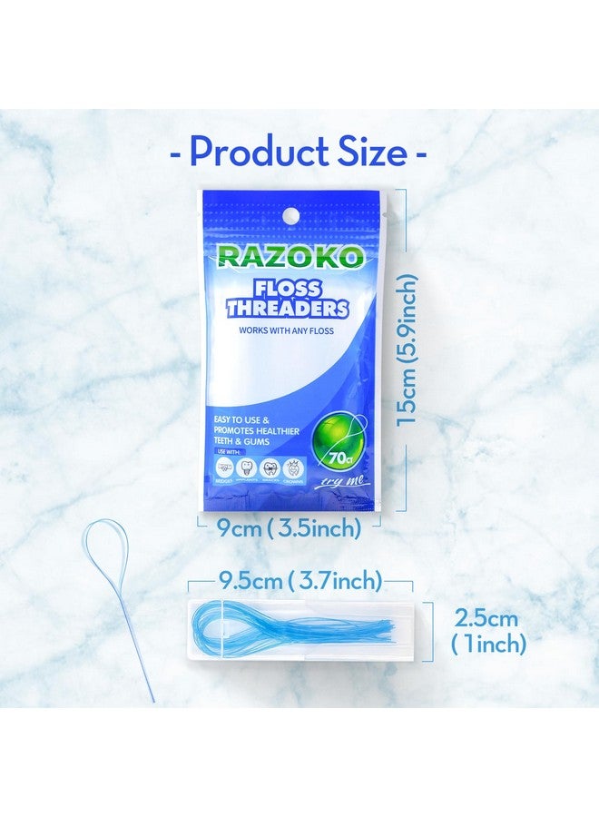 RAZOKO Floss Threaders Dental Floss Threaders For Braces Bridges And Implants 210Pcs (Pack Of 3) - Image 2