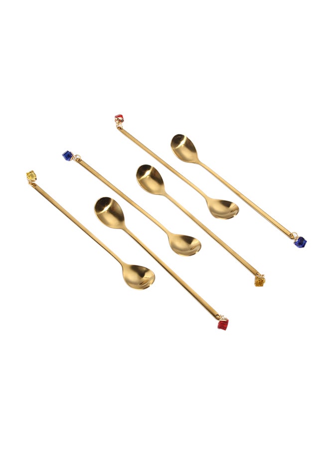 6-Piece Stainless Steel Coffee Spoon Set Gold - Image 1