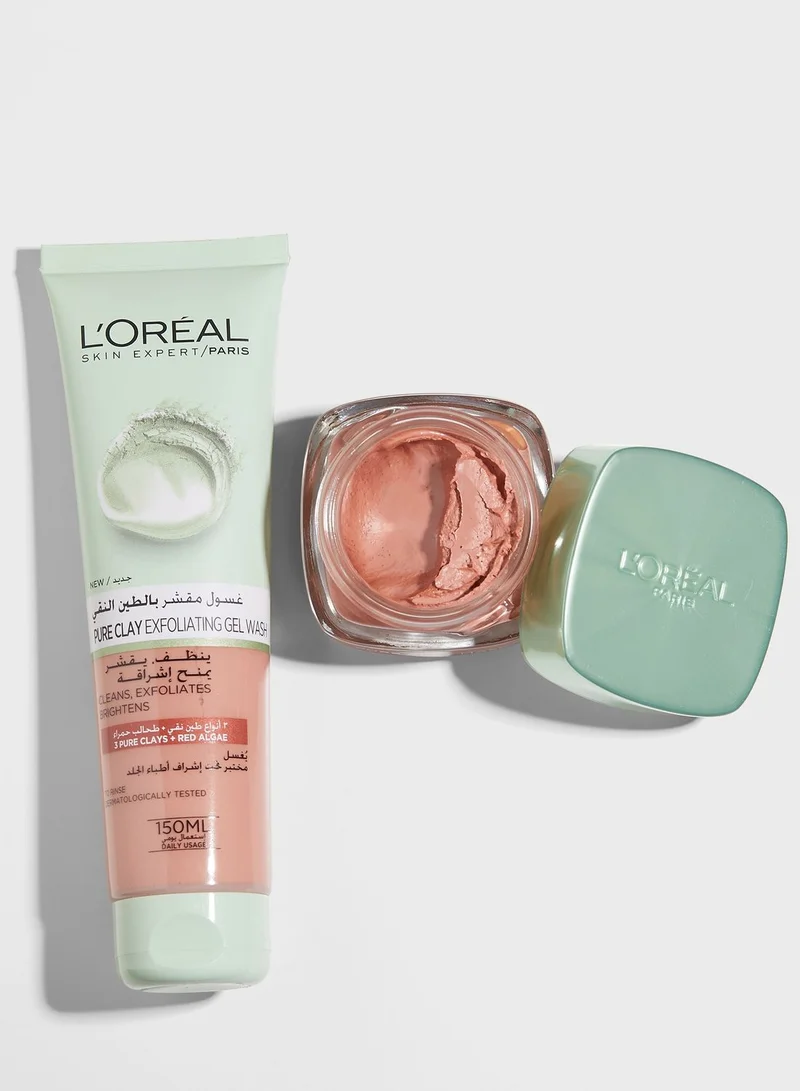 L'OREAL PARIS Pure Clay Red Algae Mask + Cleanser Set