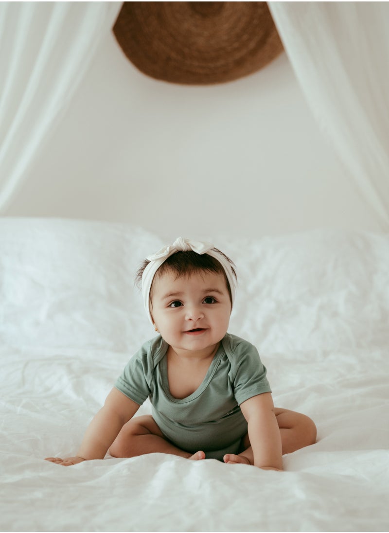 Anvi Baby Organic Bamboo Spandex Bodysuit- Soft Sage 0 to 3 months  - Image 3