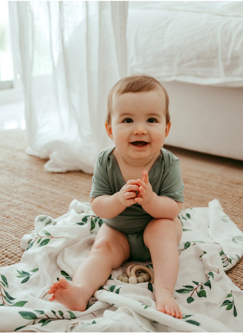 Anvi Baby Organic Bamboo Spandex Bodysuit- Soft Sage 0 to 3 months  - Image 2