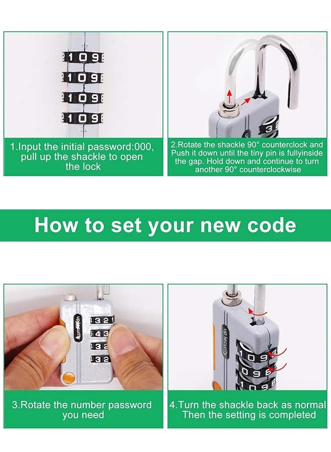 YIM-VIBEHAUS 2 Pieces Combination Padlock, Waterproof Luggage Lock for School Gym Locker, Gate, Shed, Resettable 4 Digit Code Security Combination Lock for Travel Suitcase Luggage - Image 3