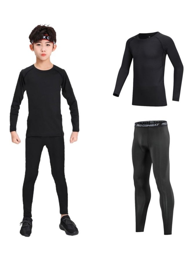GGEROU - Kids Boys Tracksuit Gym Compression Tight Tights Long Sleeve Jogging Leggings and Shirts Kids Sports Training Set - Image 1