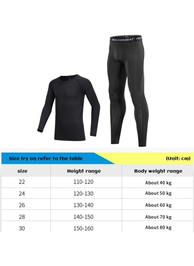 GGEROU - Kids Boys Tracksuit Gym Compression Tight Tights Long Sleeve Jogging Leggings and Shirts Kids Sports Training Set - Image 1