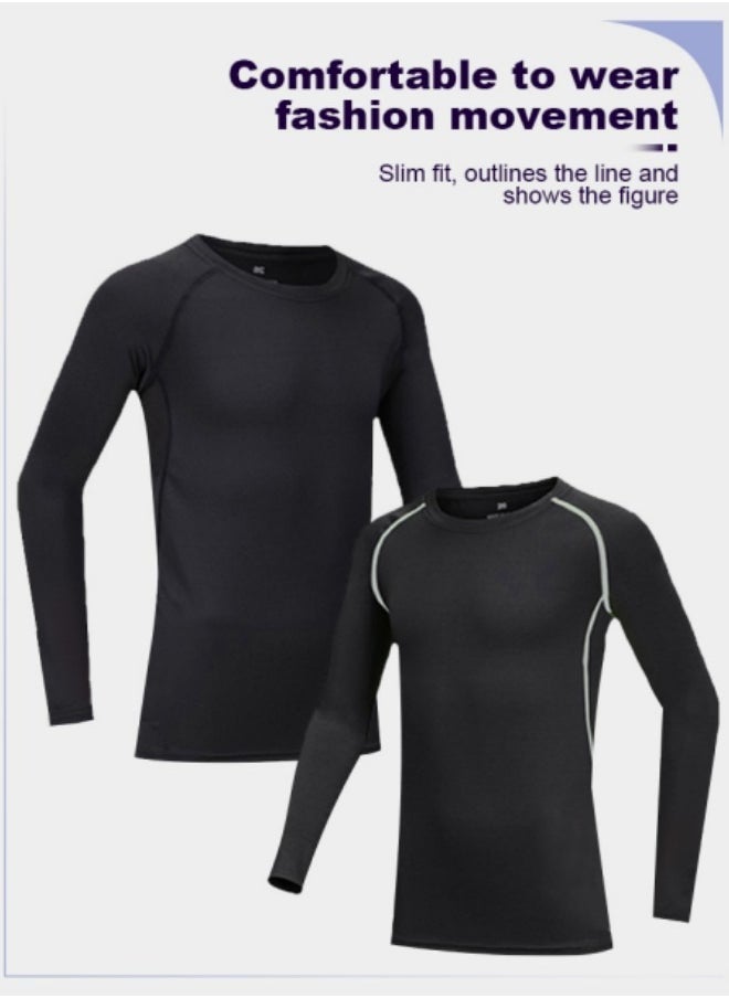 GGEROU - Kids Boys Tracksuit Gym Compression Tight Tights Long Sleeve Jogging Leggings and Shirts Kids Sports Training Set - Image 1