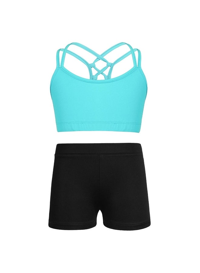 Generic Kids Girls Classic Dance Clothes Set Vest Top with Booty Shorts Gymnastics Dancewear Sports Yoga Athletic Outfits