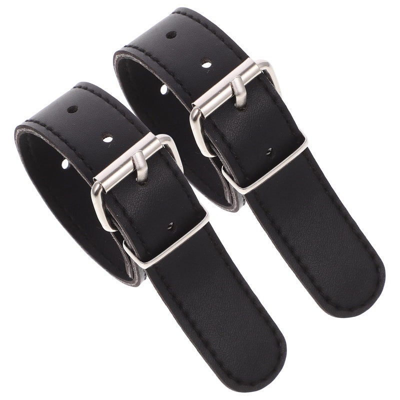 Detachable Bicycle Front Basket Straps Pu Leather Pair Black - Image 2