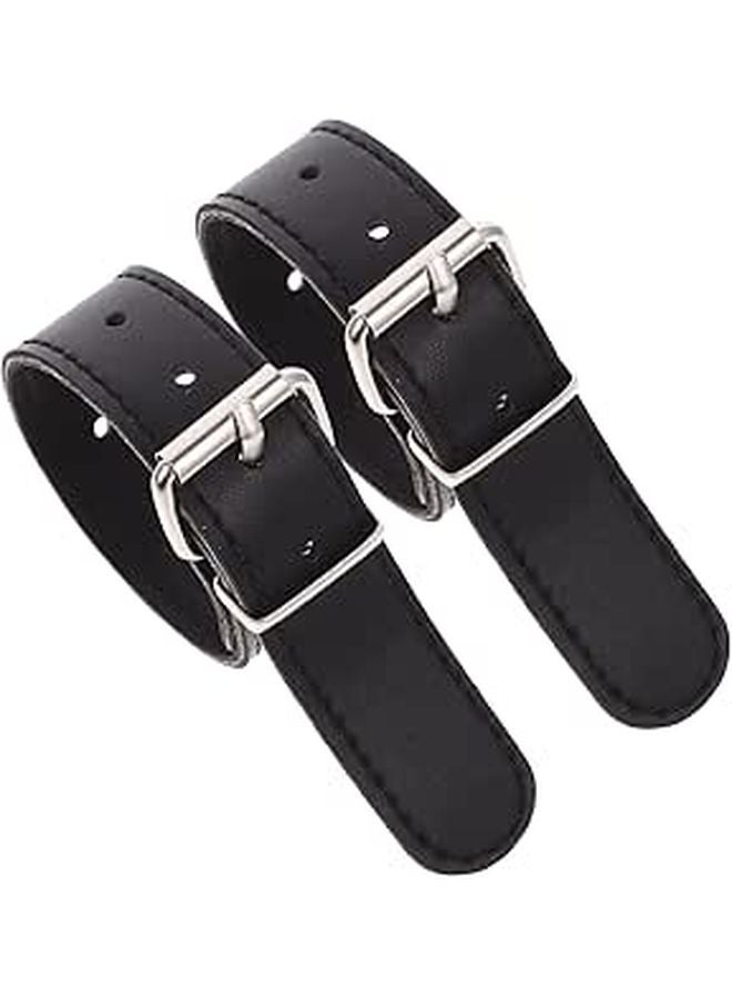 Detachable Bicycle Front Basket Straps Pu Leather Pair Black - Image 1