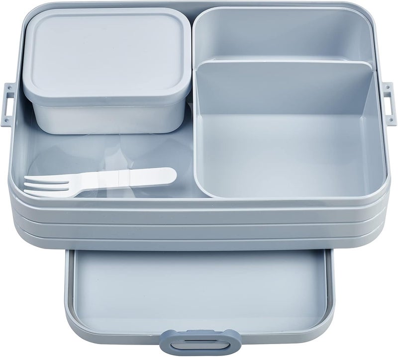 Mepal Bento Box Large - for 4 Sandwiches or 8 Slices of Bread - Lunch Box for Small Snacks & Left Overs - Adults - Nordic Blue - Image 1
