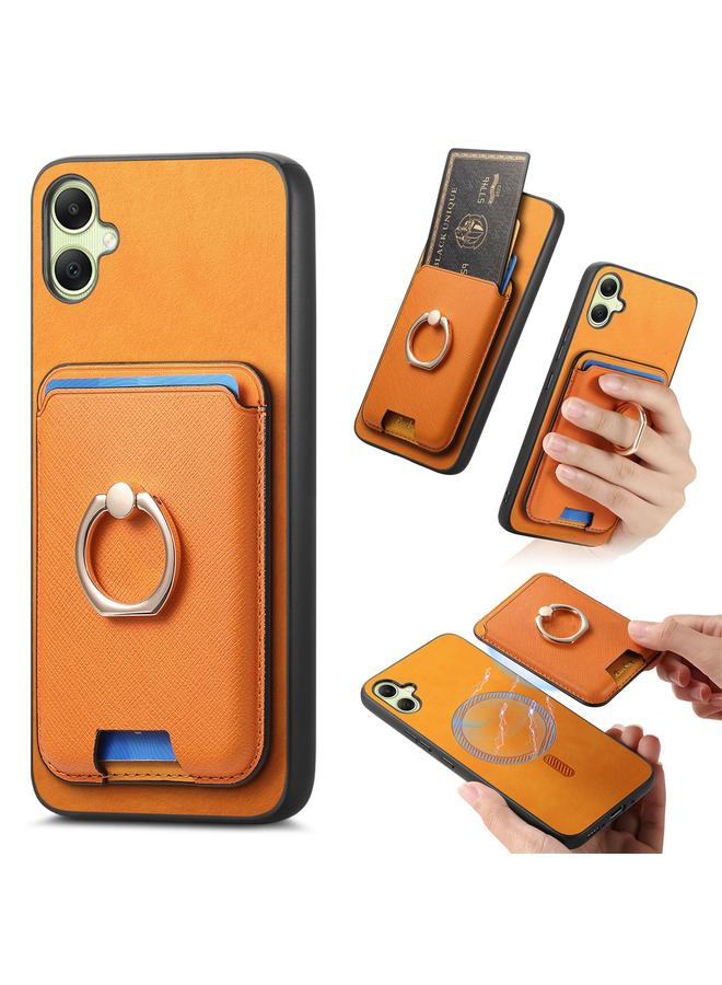 The Bros Case For Samsung Galaxy XCover 7 Retro Cross Leather Ring Vertical Insert Card Bag MagSafe Phone Case