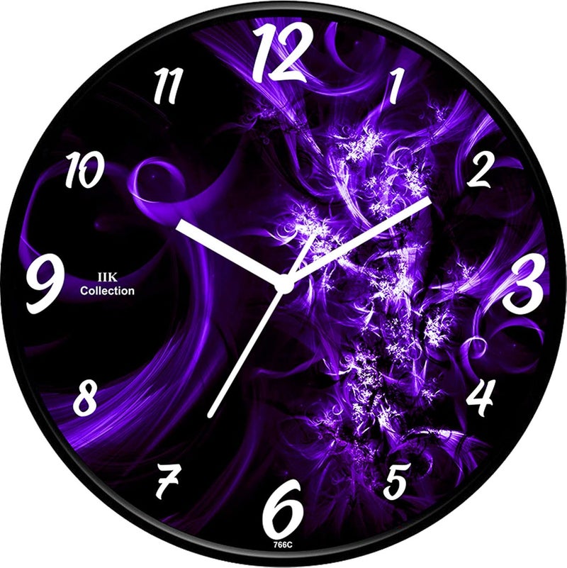 IIK COLLECTION Designer Plastic Analogue Round Wall Clock with Glass for Home/Kitchen/Living Room/Bed Rooms/Office (28 x 28 x 6 cm, Multicolour) - Image 1
