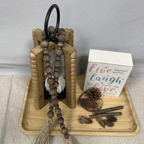 Fenisam Handcrafted Farmhouse Wooden Decorative Beads Garland, Table Tray Boho Wood Beads with Tassel, Small Rustic Antique Decor for Home and Events (Dark Walnut) - Image 4