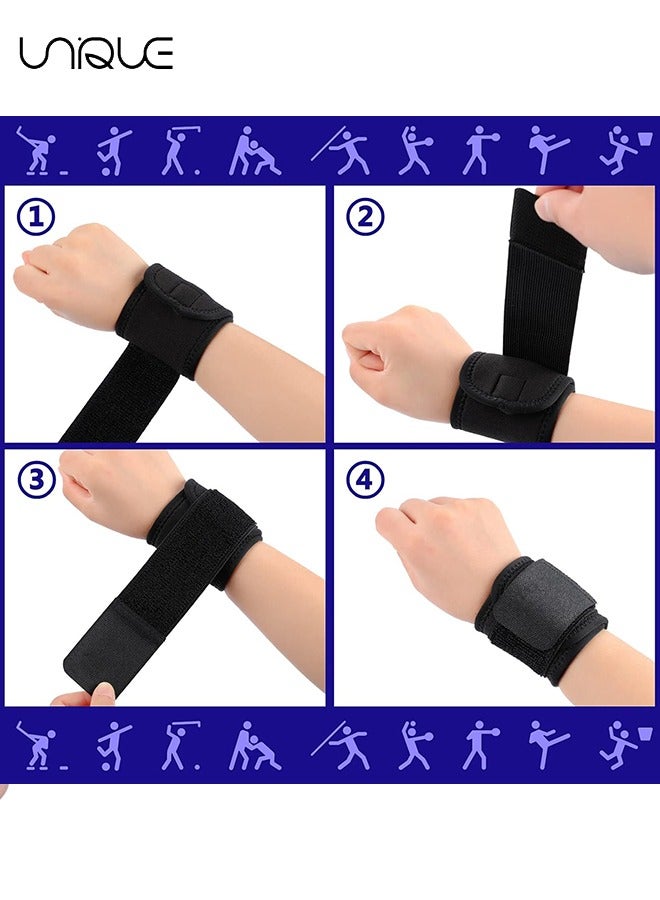 Unique 2 Pieces Wrist Brace Adjustable Wrist Support Wrist Straps for Fitness Weightlifting, Tendonitis, Carpal Tunnel Arthritis, Wrist Wraps Wrist Pain Relief Highly Elastic (Black) - Image 3