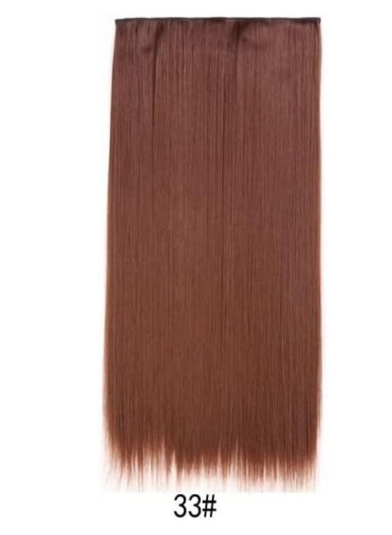 إستيل وصلة شعر لكامل الرأس قطعة واحدة طويلة ومستقيمة ومموجة مع 5 مشابك مناسبة للنساء والفتيات، اللون رقم 33 مستقيم - Image 2