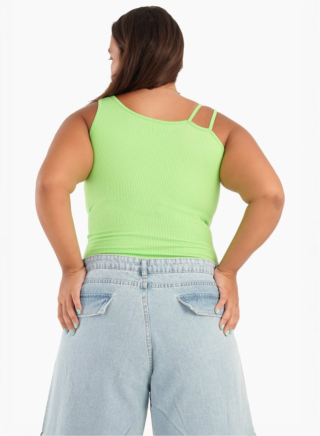 Clue Asymmetrical One Shoulder Tank Top - Image 2