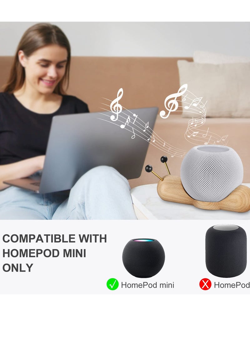 SYOSI Speaker Stand for Apple Home Pod Mini Speaker, Non-slip Wood Snail Desk Stand Specially Designed for Apple Home Pod Mini, Cute Looking for Home Office Desktop Decoration  - Image 2