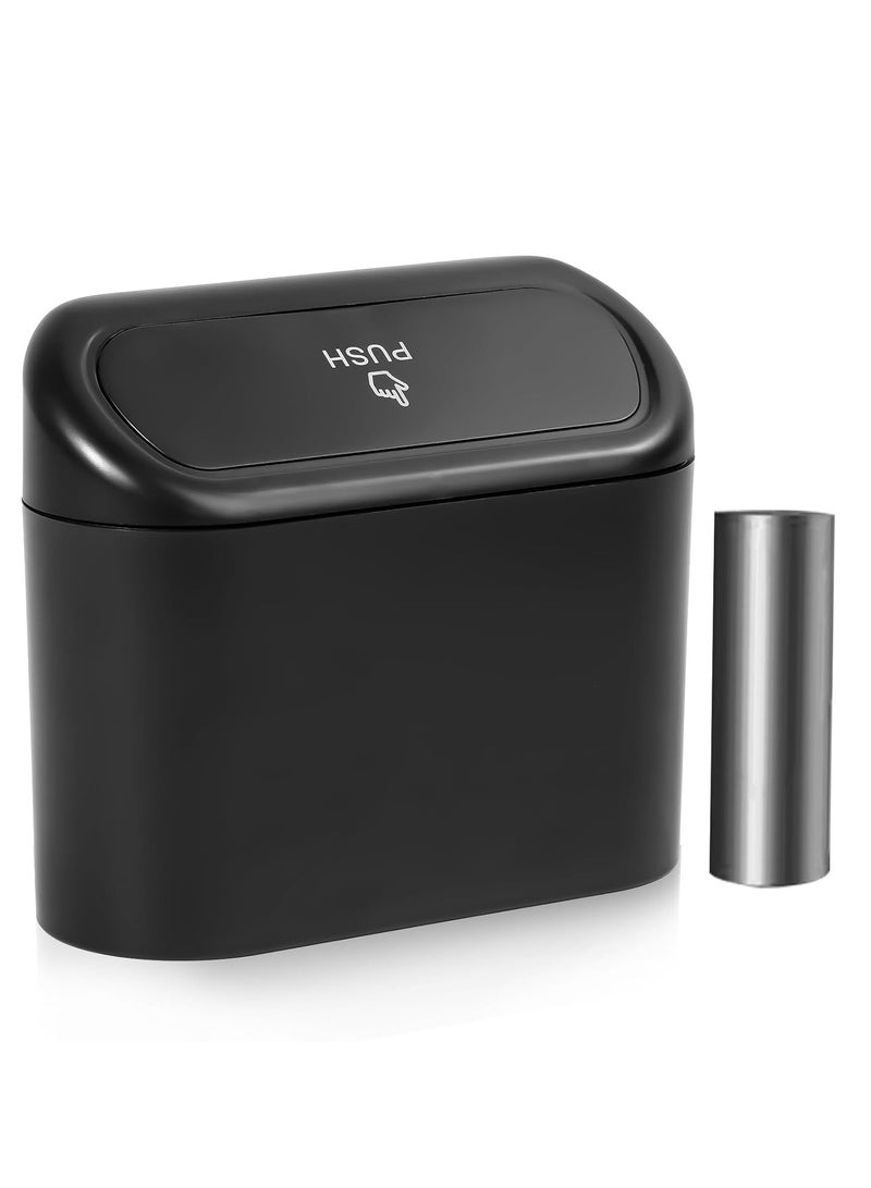 Generic Car Trash Can with Lid, Mini Auto Garbage Can with 30 Trash Bags, Leakproof Automotive Garbage Container Bin, Multipurpose Organizers and Storage for Car, Home, Office (Black)  - Image 1