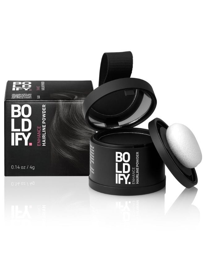 Boldify Hairline Root Touchup Powder For Instant Coverage – Conceals Thinning Edges And Gray Roots, Sweat And Rain Resistant, Dermatologist-Approved Scalp Safe Formula, Black (4G) - Image 1