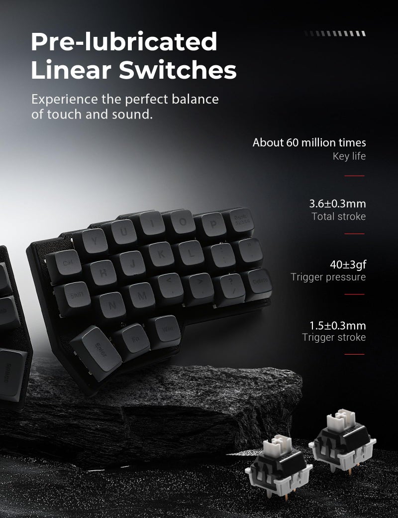 YIVU CORNE V4 Wired Split Mechanical Keyboard, 40% 3x6 Ortholinear Layout, Ergonomic Support, QMK/Vial Programmable, Hot-swappable RGB Gaming Keyboard, Pre-Lubricated Linear Switches - Image 4